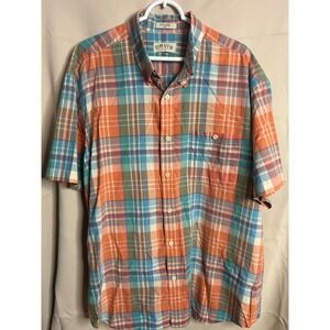 Orvis Men's XXL Plaid Button-Down Shirt Short Sleeve Cotton Outdoor Casual